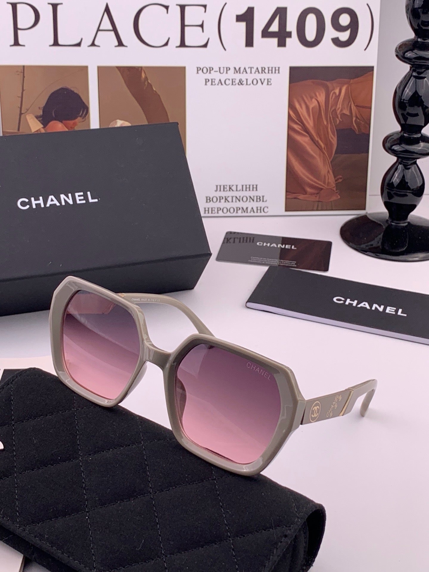 CHANEL 26S OVERSIZED ROUND SQUARE SUNGLASSES IN ACETATE 408293