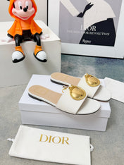 DIOR 26S SANDALS IN WHITE CALFSKIN WITH GOLD HARDWARE