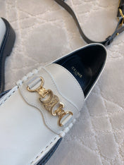 CHANEL 25S ARC DE TRIOMPHE LOAFERS IN WHITE CALFSKIN GOLD HARDWARE