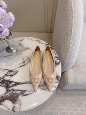 FLAT PUMP 2 CM IN BEIGE CREAM PATENT CALFSKIN