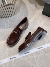 CHANEL 25S MOCCASINS IN ROSEWOOD CALFSKIN GOLD HARDWARE