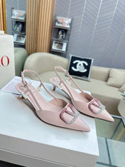 VLOGO SLINGBACK PUMP IN PASTEL PINK CALFSKIN LEATHER