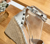 VALENTINO 26S WEDGE SHOES IN SILVER METALLIC CALFSKIN