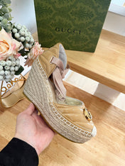 GG  Crochet platform Espadrilles Saddle Brown