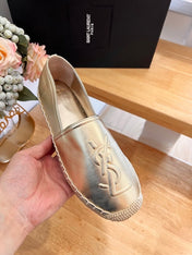 SL YVES EMBOSSED LOGO SLIP ON GOLD CALFSKIN