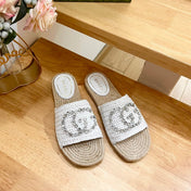 GG  Casual Style Logo Sandals White