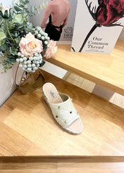 VALENTINO 26S WEDGE SANDALS IN OFF-WHITE CALFSKIN