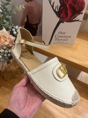 VALENTINO 26S ESPADRILLE SHOES IN WHITE CALFSKIN