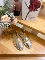 VALENTINO 26S ESPADRILLE SHOES IN METALLIC GOLD CALFSKIN