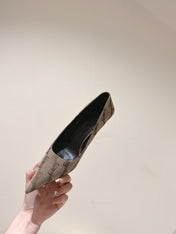 POINTED HIGH PUMPS IN BEIGE MONOGRAM JACQUARD FABRIC