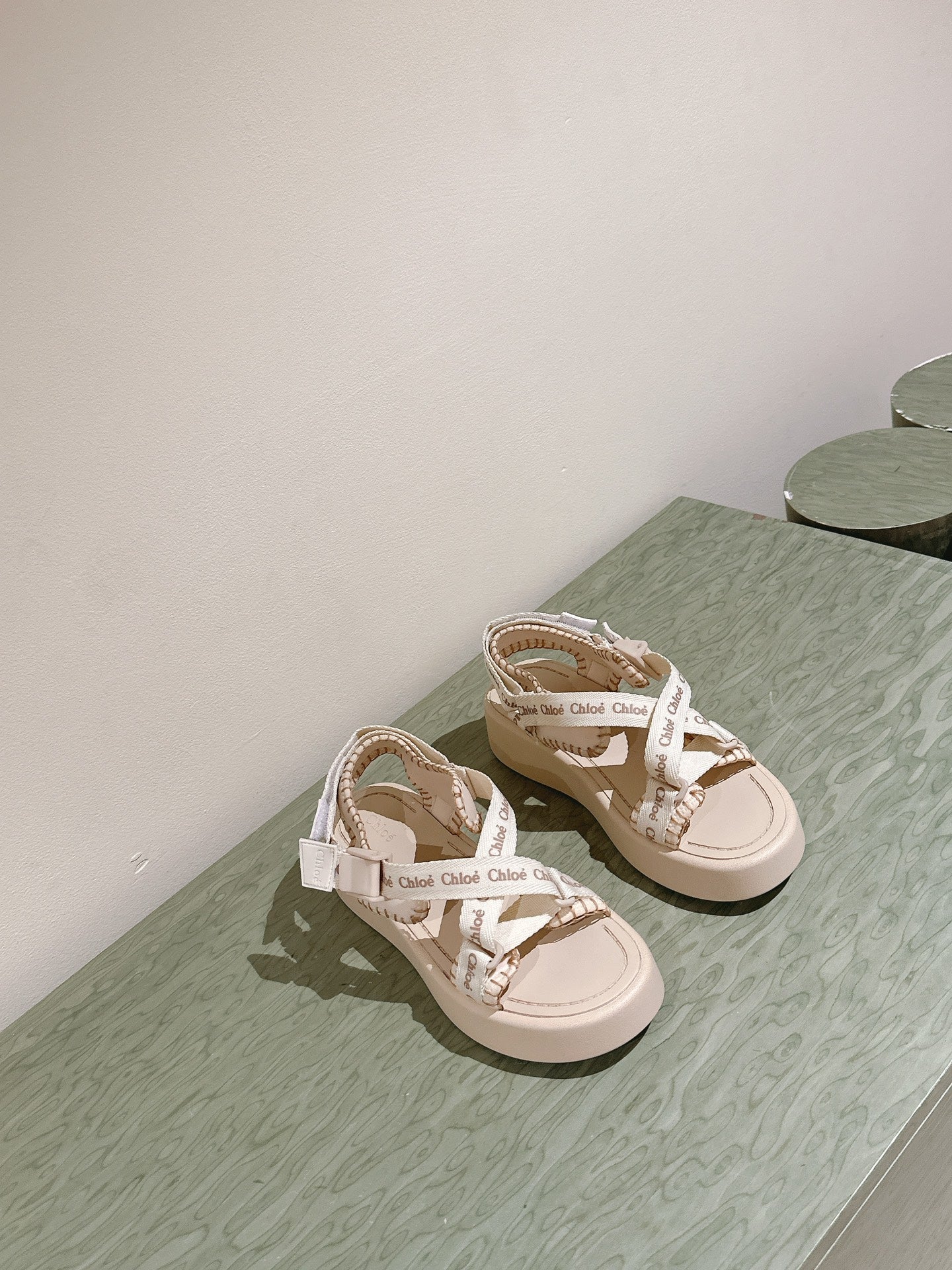 CHLOÉ 26S SANDALS IN BEIGE LAMBSKIN AND CANVAS