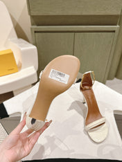 FENDI HIGH-HEELED 85 MM IN WHITE LAMBSKIN WITH GOLD HARDWARE