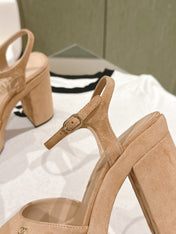 CC HIGH SANDAL PEACH PINK SUEDE CALFSKIN