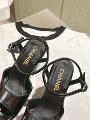 CC HIGH SANDAL BLACK CALFSKIN