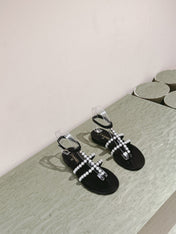 CC SANDALS PEARL ROMAN IN BLACK LAMBSKIN