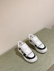 PRA FLATFORM SNEAKERS BLACK AND WHITE CALFSKIN