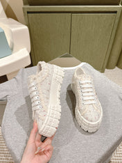 PRA DOUBLE WHEEL RE-NYLON GABARDINE SNEAKERS BEIGE FABRIC