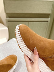 CHLOÉ 26S SHEARLING ANKLE BOOTS IN BROWN SUEDE