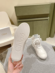 CHLOÉ 26S HIGH-TOP SNEAKERS IN WHITE CALFSKIN