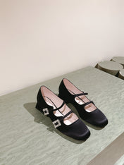 TRÈS VIVIER MARY JANE DOUBLE-STRAP IN BLACK SILK
