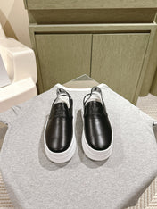 THICK-SOLED ELASTIC BACKLESS SHOES BLACK SHINY CALFSKIN