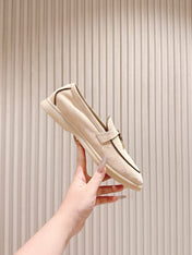 LP LOAFERS 25S IN CHAMPAGNE BEIGE SUEDE WITH SILVER HARDWARE