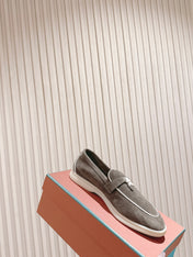 LP LOAFERS 25S IN ASH BROWN SUEDE WITH SILVER HARDWARE