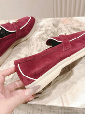 LP LOAFERS 25S IN DEEP BERRY RED SUEDE WITH SILVER HARDWARE