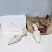 THE ROW 26S SQUARE TOE SLINGBACK HEELS 45MM IN IVORY WHITE CALFSKIN