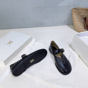 THE ROW 26S MARY JANE FLATS IN BLACK CALFSKIN SILVER HARDWARE