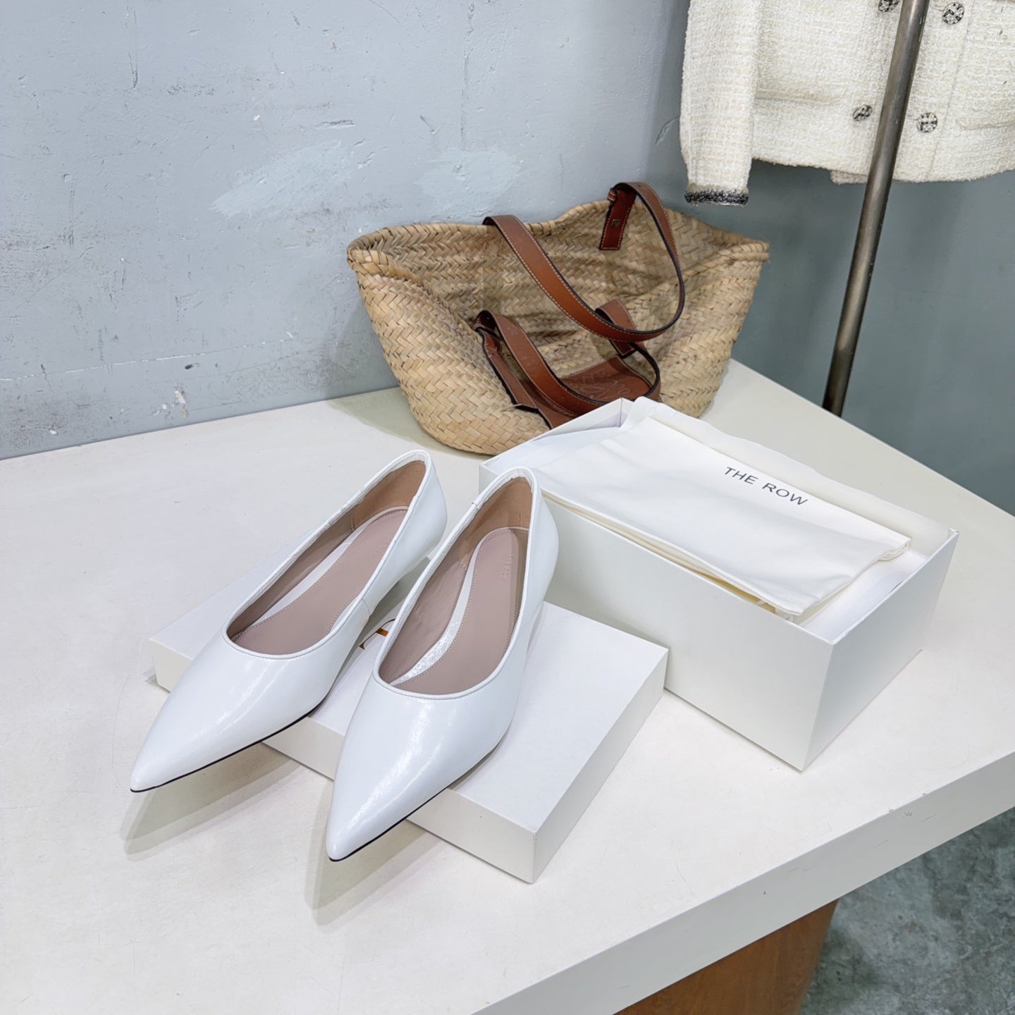 THE ROW 26S POINTED TOE PUMPS 35MM IN WHITE CALFSKIN