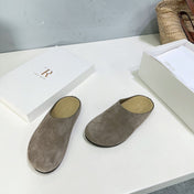 THE ROW 26S CLOG MULES IN TAUPE BROWN SUEDE