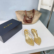 ALAIA 26S THONG SANDALS IN GOLD CALFSKIN