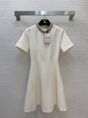 VALENTINO 26S NECK SHORT-SLEEVE A-LINE DRESS 341