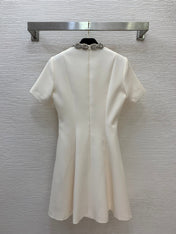 VALENTINO 26S NECK SHORT-SLEEVE A-LINE DRESS 341