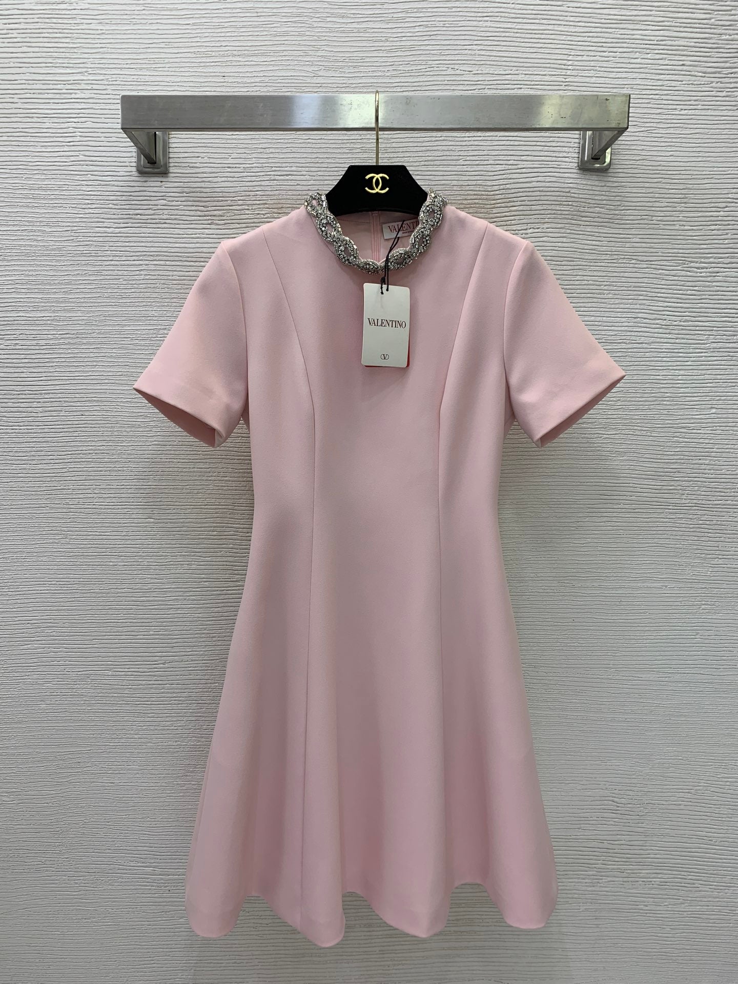 VALENTINO 26S NECK SHORT-SLEEVE A-LINE DRESS 342