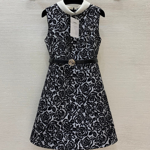 CHANEL 26S ROSE-PRINT A-LINE DRESS 1759