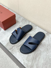 LP 26S CUTOUT SLIDES IN NAVY BLUE CALFSKIN