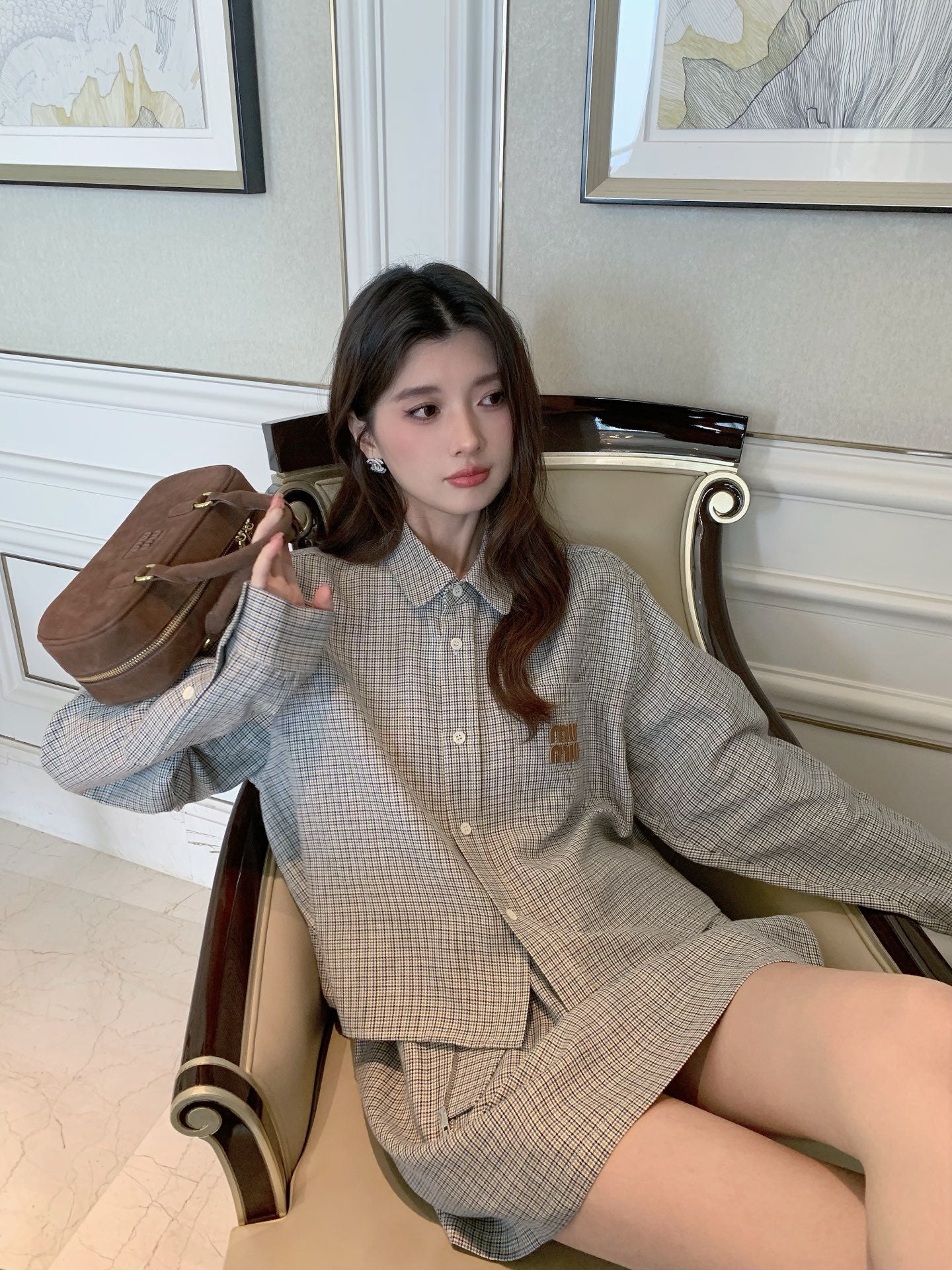 MIUMIU SHIRT & MINI SKIRT SET STYLE 186