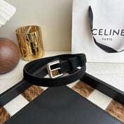 CELINE 26S BELT 25 MM IN BLACK SUEDE 657471