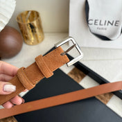 CELINE 26S BELT 25 MM IN CAMEL SUEDE 657473