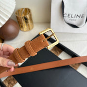 CELINE 26S BELT 25 MM IN CAMEL SUEDE 657474