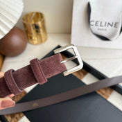 CELINE 26S BELT 25 MM IN CHOCOLATE SUEDE 657475