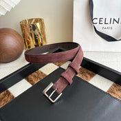 CELINE 26S BELT 25 MM IN CHOCOLATE SUEDE 657475