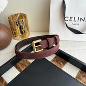 CELINE 26S BELT 25 MM IN CHOCOLATE SUEDE 657476