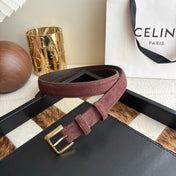 CELINE 26S BELT 25 MM IN CHOCOLATE SUEDE 657476