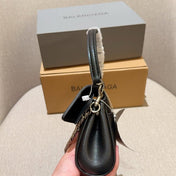 RODEO NANO BAG WITH CHAIN 17 IN BLACK SMOOTH CALFSKIN SILVER HARDWARE