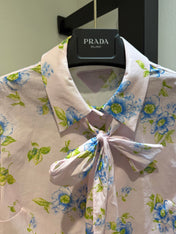 PRADA 26S SHORT-SLEEVE BOW-TIE SHIRT STYLE 988