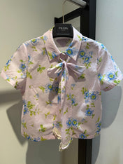 PRADA 26S SHORT-SLEEVE BOW-TIE SHIRT STYLE 988