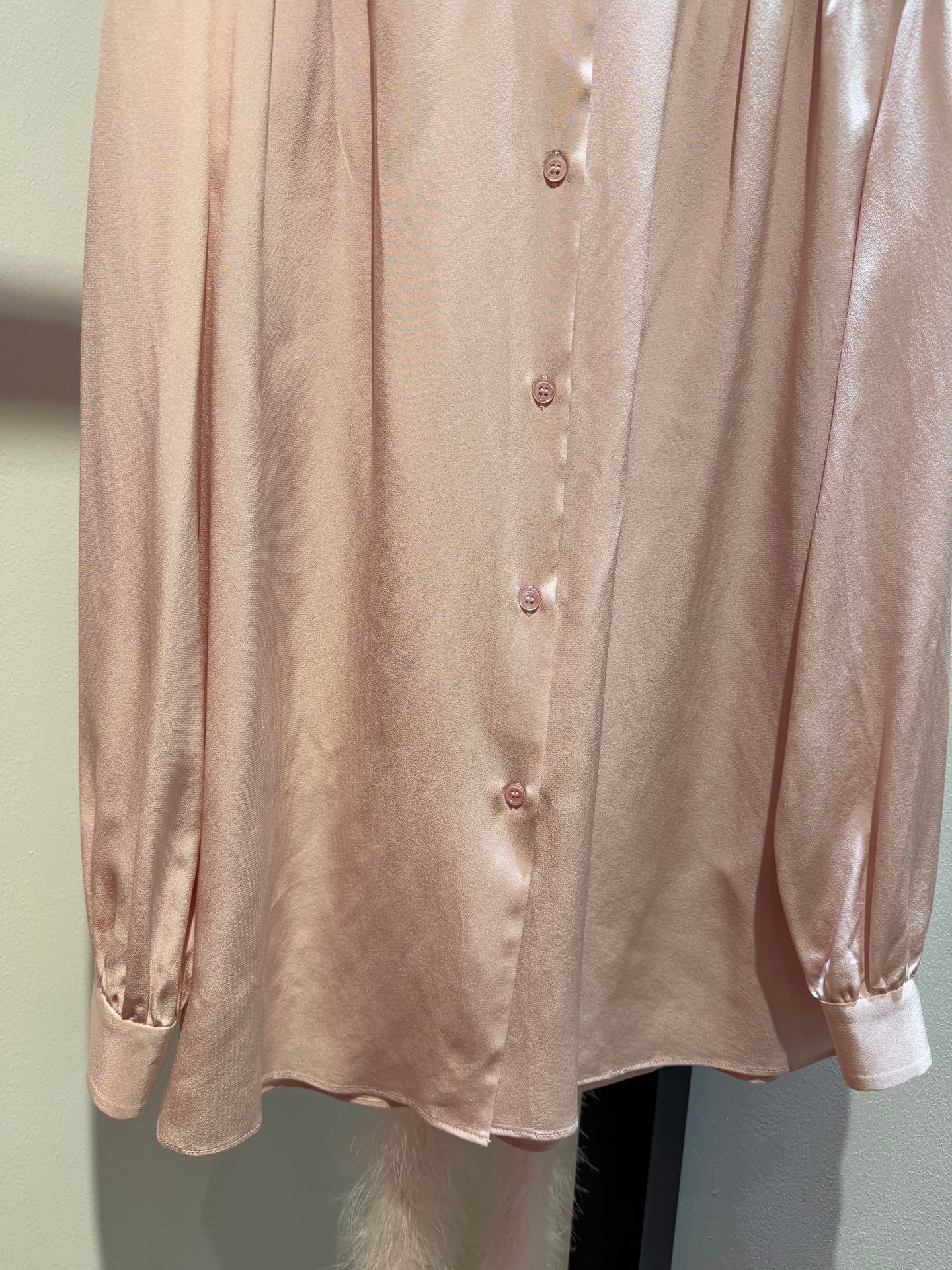VALENTINO 26S FEATHER-TRIMMED SILK SHIRT 353